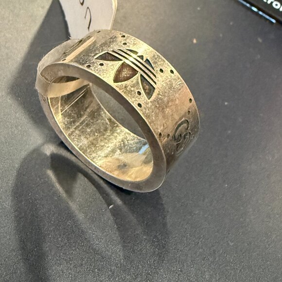 GUCCI X Adidas 702768 Engraved Ring Silver Ag925 GG Logo Size 21 (US 10) - Picture 1 of 13
